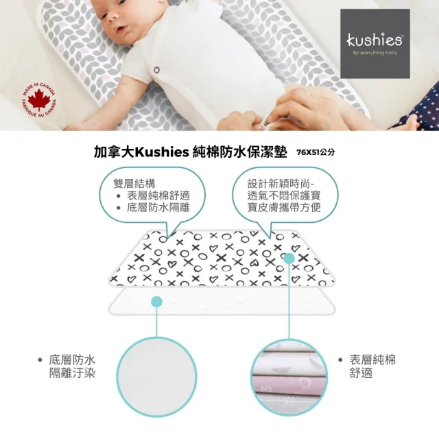 【kushies】純棉防水保潔墊/尿布墊 51 x 76 cm(淺粉花色系列)