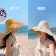 【89 zone】日系百搭  大帽簷帽 漁夫帽 太陽帽 沙灘帽 防曬帽 遮陽帽(黃+米)