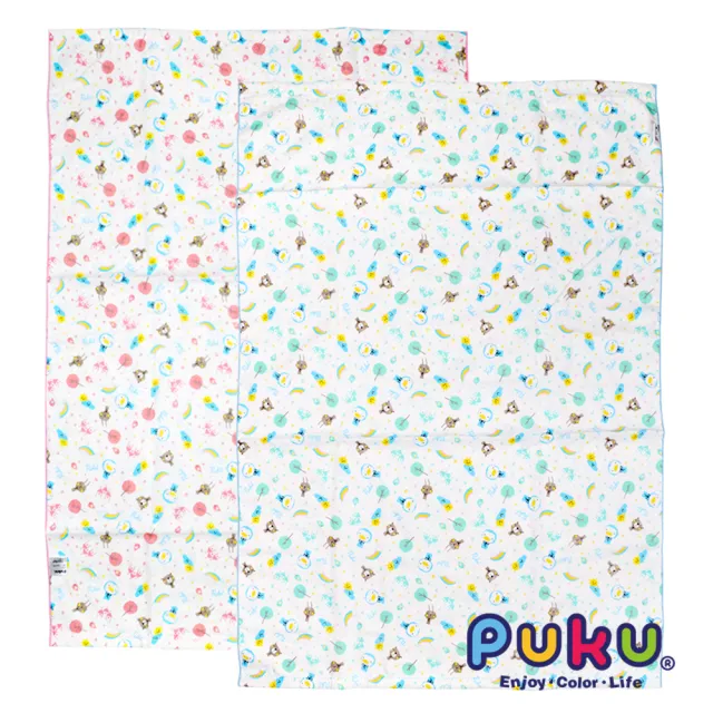 【PUKU藍色企鵝】PUKU印花紗布大浴巾-70*100cm(粉色)