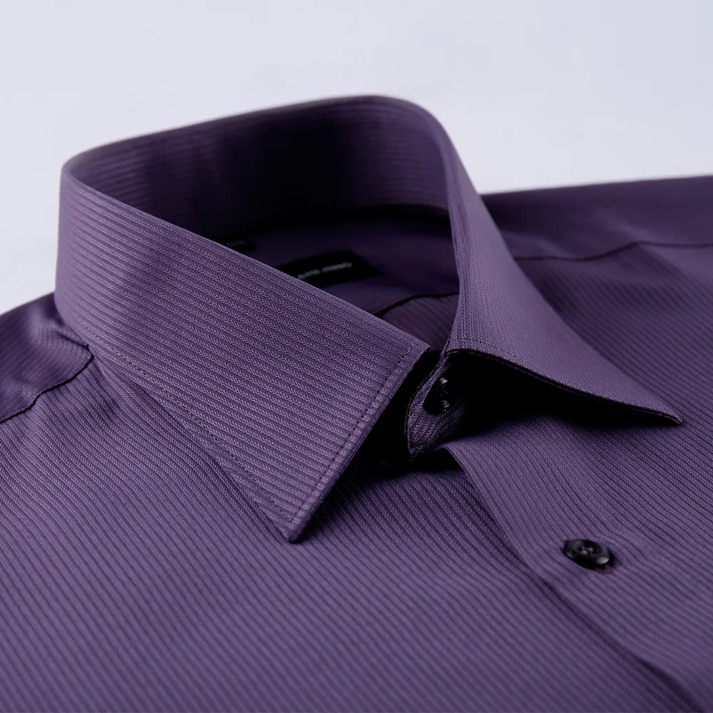 【ROBERTA諾貝達】台灣製 合身版 吸溼排汗長袖襯衫(深紫)
