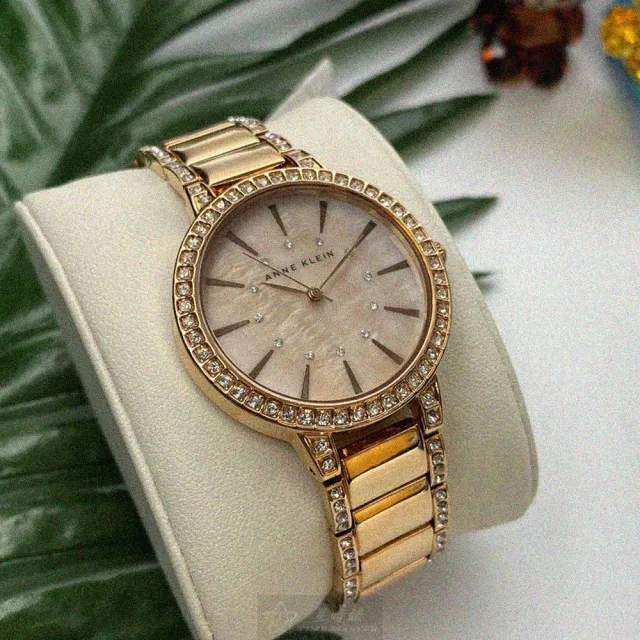 【ANNE KLEIN】AnneKlein手錶型號AN00634(粉紅色錶面玫瑰金錶殼玫瑰金色精鋼錶帶款)