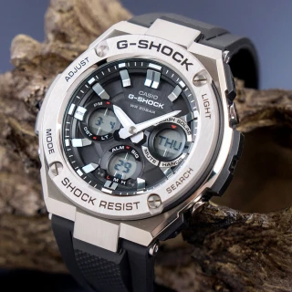 【G-SHOCK】強悍太陽能雙顯運動錶-黑x銀(GST-S110-1A)