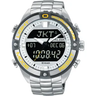 【ALBA】雅柏 W兩個世界雙顯手錶-銀灰圈/44mm  女王節(N021-X003Y  AZ4019X1)