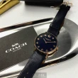 【COACH】COACH手錶型號CH00009(黑色錶面玫瑰金錶殼深黑色真皮皮革錶帶款)