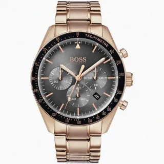 【BOSS】BOSS手錶型號HB1513632(黑色錶面玫瑰金錶殼玫瑰金色精鋼錶帶款)