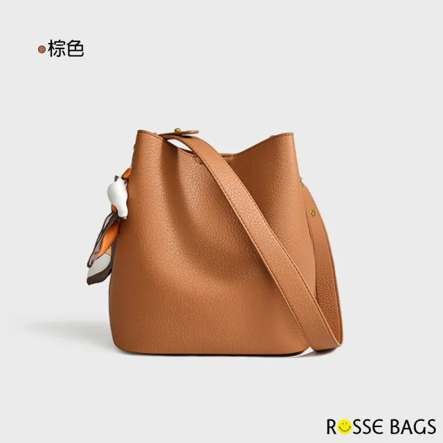 【Rosse Bags】質感絲巾軟皮肩背子母包(現+預  卡其色 / 棕色 / 咖啡色 / 黑色)