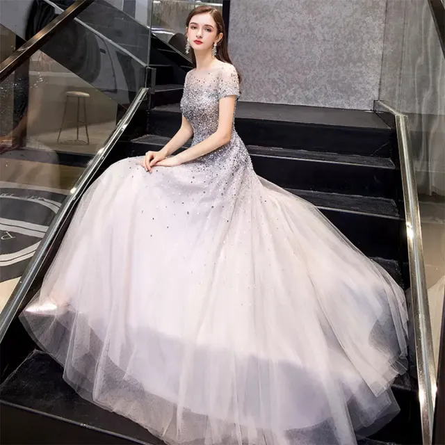 【女神婚紗禮服】高端薄紗圓領仙氣華麗宴會晚禮服 PLGZ-074 1984香檳色(表演禮服 敬酒服)