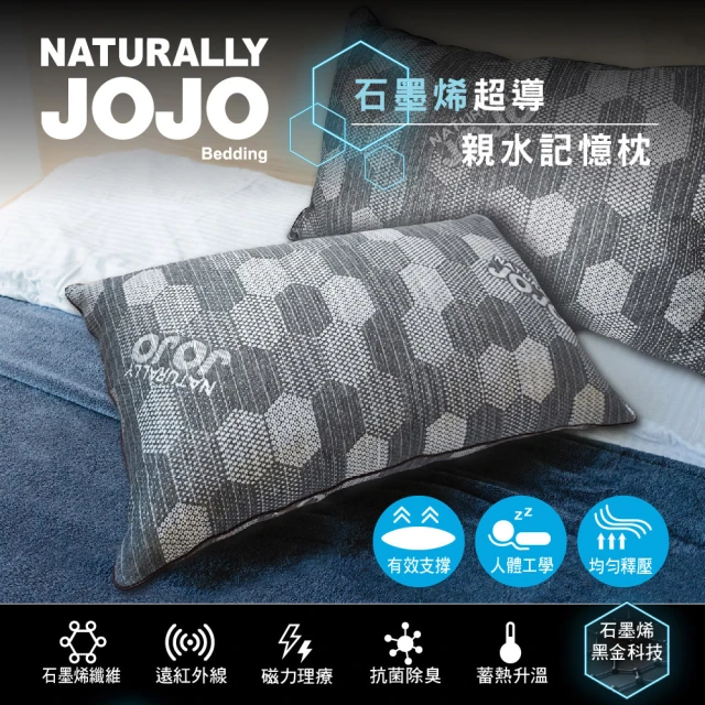 LooCa 買1送1 石墨烯涼感雙面護頸特大枕頭 推薦