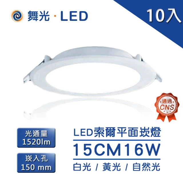 DanceLight 舞光 LED 16W 15公分 索爾崁燈 超薄均光10入(LED 16W 15公分 超薄均光 漢堡燈 索爾崁燈)