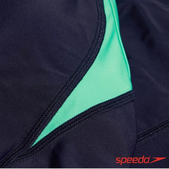 【SPEEDO】女 運動連身及膝泳裝(深藍/綠)