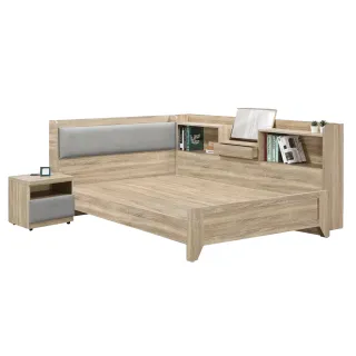 【IHouse】有木 房間4件組 雙人5尺(插座床頭+高腳床架+收納床邊櫃+床頭櫃)