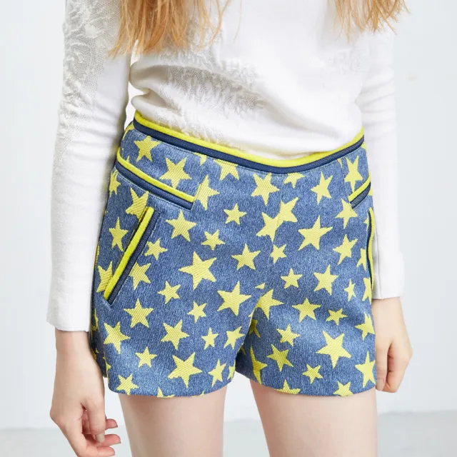 【ICHE 衣哲】星星合身牛仔單寧短褲