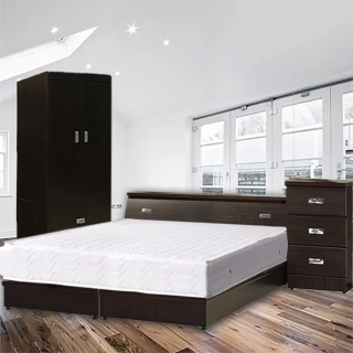 【品生活】經典優質四件式房間組2色可選-雙人加大6尺(床頭+床底+衣櫥+床頭櫃 不含床墊)