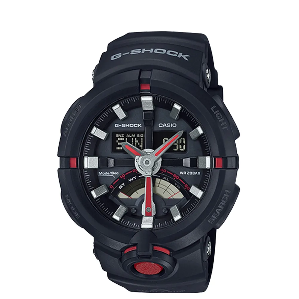 【CASIO 卡西歐 G-SHOCK 系列】運動潮流_防水防震_世界時間_自動日曆_男錶(GA-500)