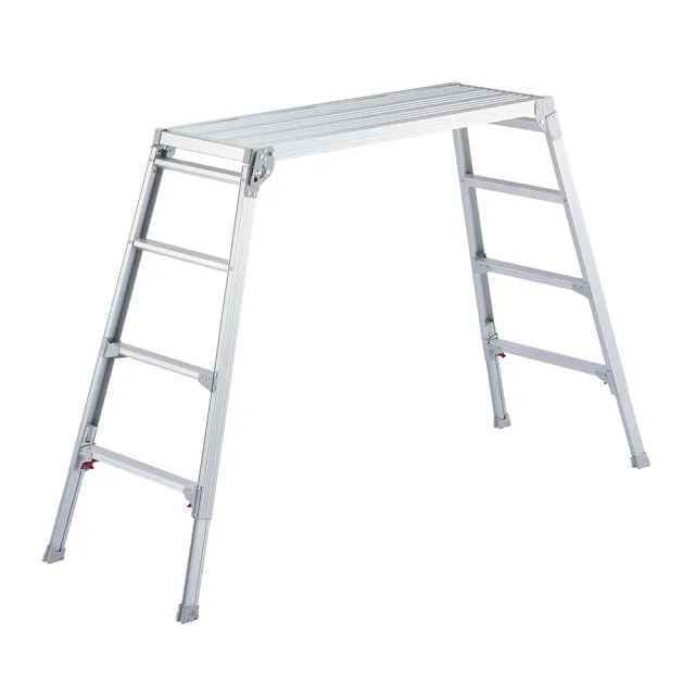 【長谷川Hasegawa】四腳可伸縮摺疊收納作業台/洗車台/鋁梯/踏台(DRSW-1200 銀色)