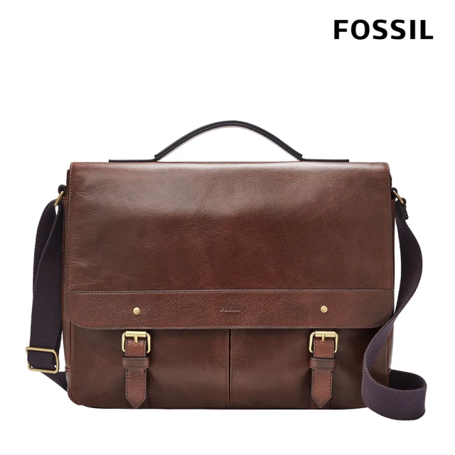 【FOSSIL 官方旗艦館】Miles 真皮復古郵差包-深咖啡色 SBG1280201