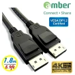 【AMBER】認證影音訊號線/DisplayPort 公對 DisplayPort 公(DP to DP/4K/60Hz-1.8公尺)
