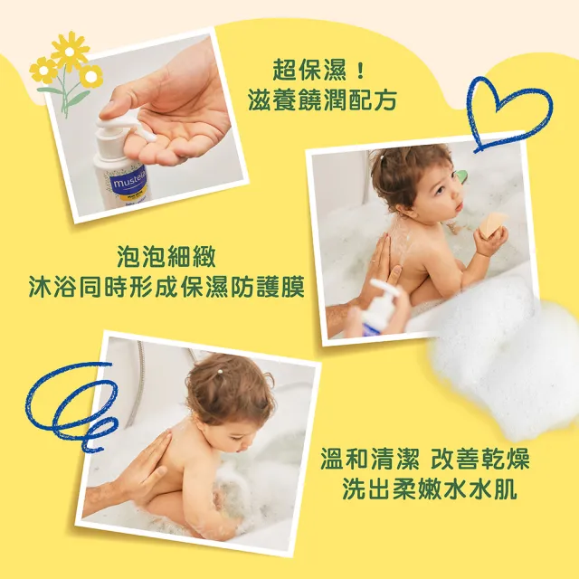 【Mustela 慕之恬廊】慕之幼 高效雙潔乳 300ml(寶寶/嬰兒/新生兒/幼兒/兒童 洗髮精 沐浴乳)