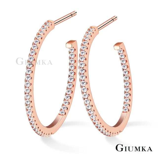 【GIUMKA】純銀耳環．C型．23mm．雙邊白鑽(夜店．送禮)