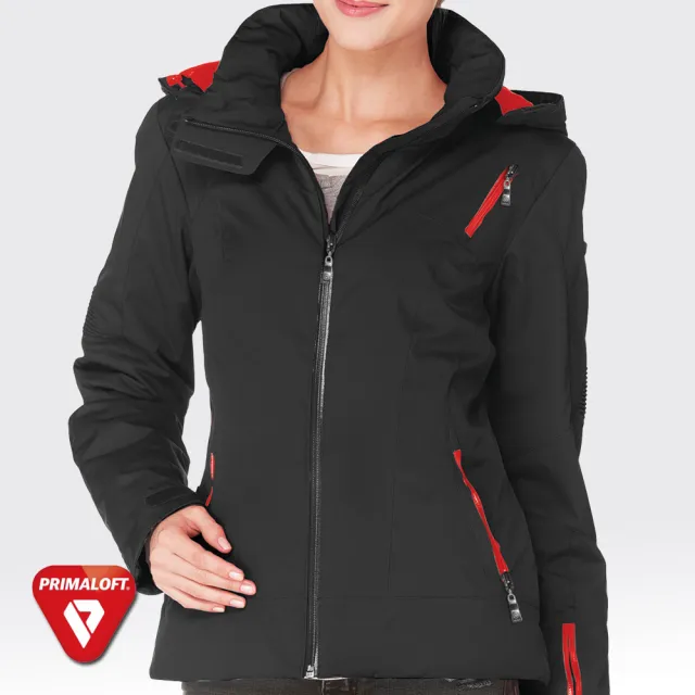 【SAMLIX山力士】PRIMALOFT女輕量化防潑水保暖外套#32814(紅色.黑色)
