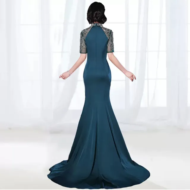 【女神婚紗禮服】高端優雅墨綠色顯瘦宴會晚禮服 PLGZ-152(主持人 頒獎禮服)