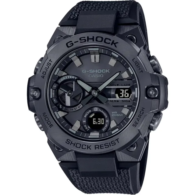 【CASIO 卡西歐】G-SHOCK 太陽能藍芽碳核心手錶 畢業禮物(GST-B400BB-1A)