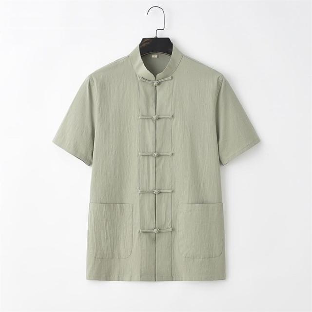 【巴黎精品】現貨+預購 新中式 唐裝漢服上衣(中國風復古亞麻棉麻薄款短袖男上衣6色a1bx51)