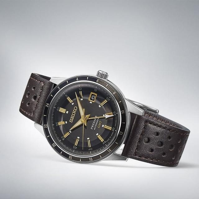 【SEIKO 精工】Presage 60年代復刻GMT機械男錶-咖啡/40.8mm(SSK013J1/4R34-00B0J)618 禮物