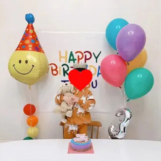 【阿米氣球派對】咖啡系小熊氣球套餐組(氣球 生日氣球 寶寶佈置)