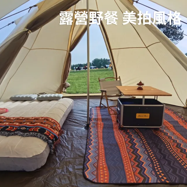 【時尚玩家】加大波西米亞加厚防水防潮野餐墊-加大200x150cm(露營墊 沙灘墊 地墊 爬行墊 民族風野餐墊)
