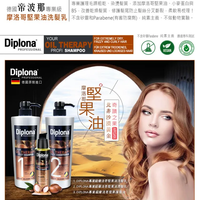 【德國Diplona】專業大師洗髮精600mlx4(護色/滋養/摩洛哥/活力/抗屑/亮澤/強力/豐盈)