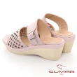 【CUMAR】鏤空皮革楔型涼鞋楔型涼拖鞋(粉紅色)