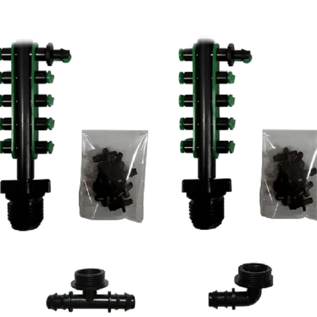 【灑水達人】16mm轉ㄧ分10孔接頭含10個綠色塞頭中段與末段2組