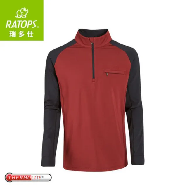 【RATOPS】瑞多仕 男Thermolite暖衣《赭紅/黑》DB6005/中層衣/保暖長袖/袖配色(悠遊山水)