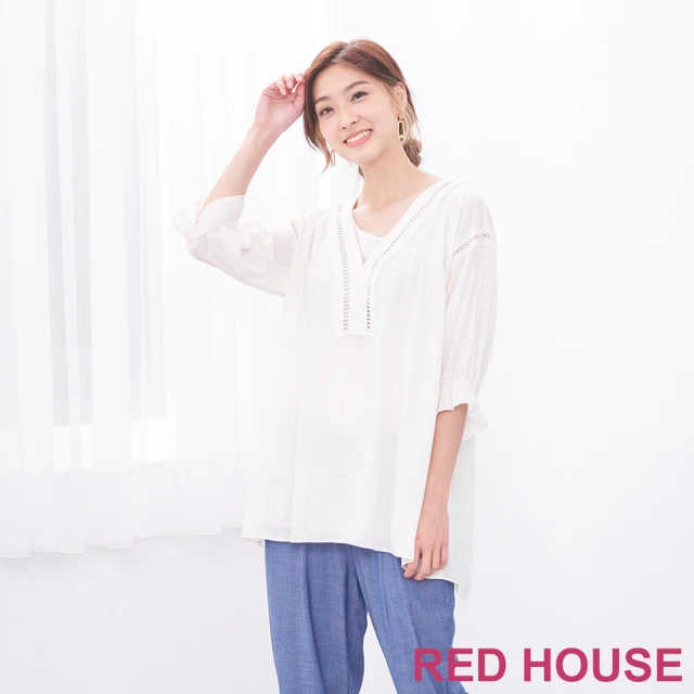 RED HOUSE 蕾赫斯 波希米亞風寬鬆上衣(白色)