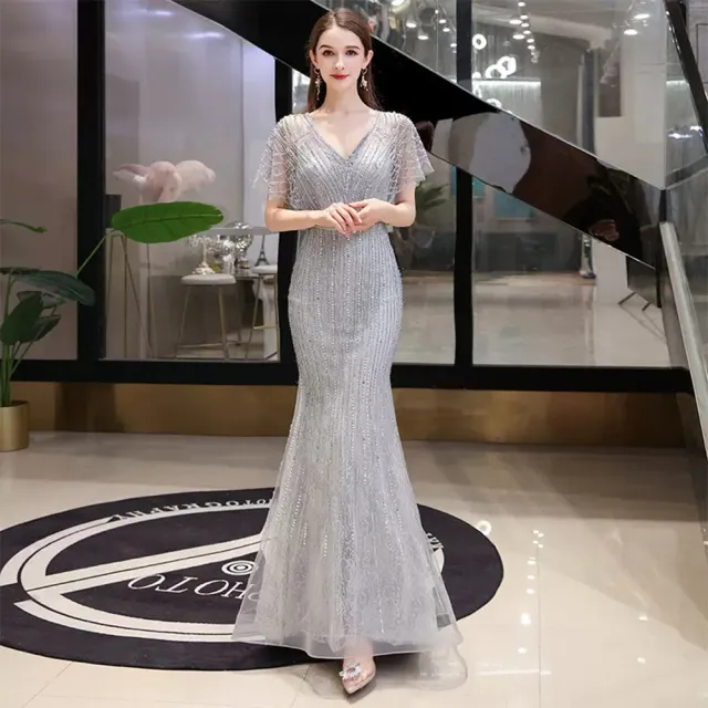 【女神婚紗禮服】高端氣質性感奢華宴會晚禮服 PLGZ-082 2015香檳色(媽媽服 晚宴服)