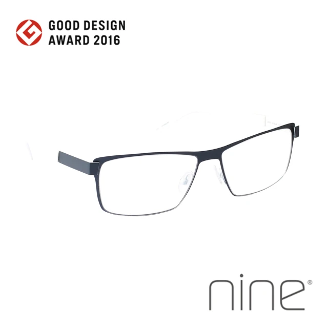 【nine 眼鏡】丹麥設計日本手工製造 EDGE系列光學眼鏡-(深藍+白 EDGE 2228 BLW)