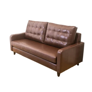 【BODEN】雷尼時尚復古咖啡色皮沙發三人椅/三人座