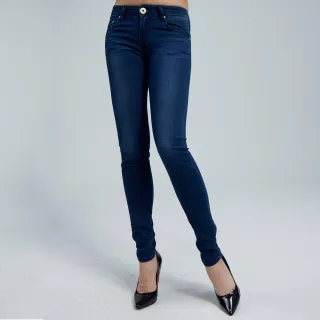 【BOBSON】女款優質觸感緊身牛仔褲(藍8071-53)
