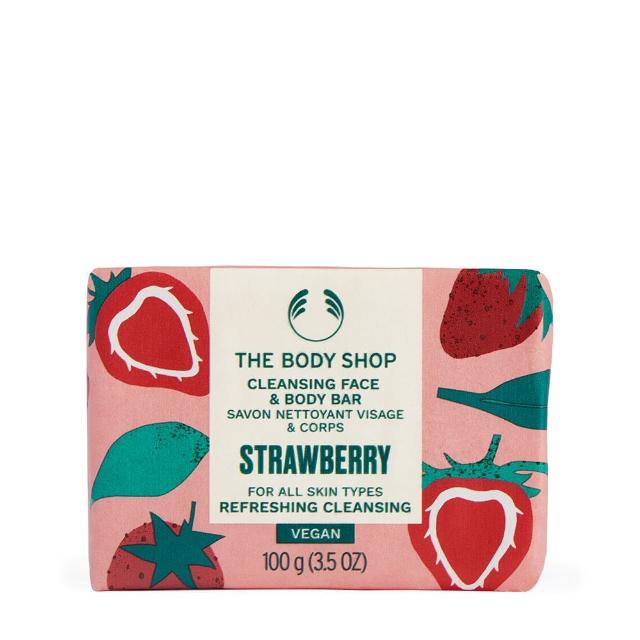 【THE BODY SHOP 美體小舖】草莓嫩白臉部&身體潔膚皂-100G(肥皂/香皂)