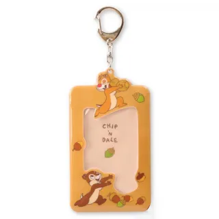 【小禮堂】迪士尼 奇奇蒂蒂 造型票卡收納套鑰匙圈 - 棕松果款(平輸品)