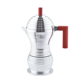 【ALESSI】Pulcina 小雞義式摩卡壺 咖啡壺 6人份 紅手把(平輸品)