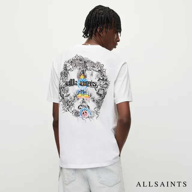 【ALLSAINTS】CHANCER 純棉手繪和平標誌印花LOGO短袖T恤 MG141Y(舒適版型)