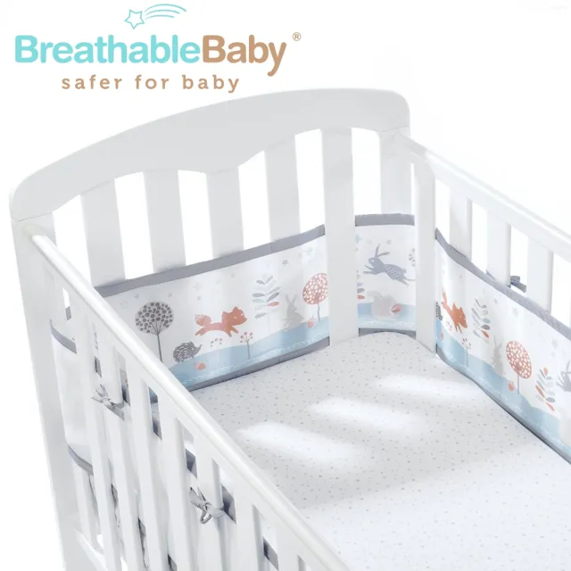 【英國 BreathableBaby】透氣嬰兒床圍 全包型(18432魔法森林款)