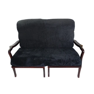 【Osun】厚綿絨防蹣彈性沙發座墊套/靠墊套(黑色2人座二入1組  聖誕禮物CE208)