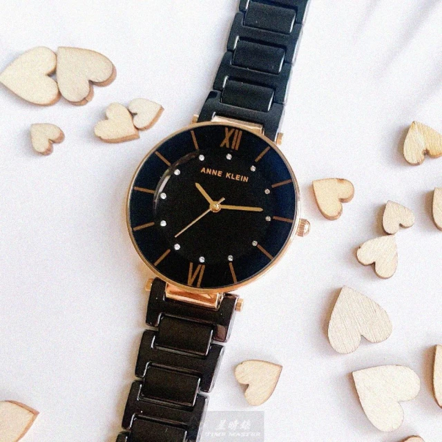 ANNE KLEIN AnneKlein手錶型號AN00344(黑色錶面玫瑰金錶殼深黑色陶瓷錶帶款)