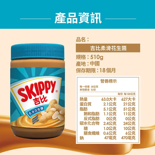 【SKIPPY 吉比】柔滑花生醬510g