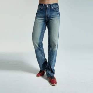 【BOBSON】男款中直筒褲褲(藍1732-53)