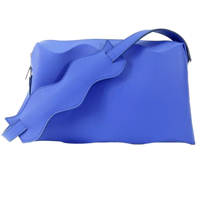 【ISSEY MIYAKE 三宅一生】PLEATS PLEASE 甲殼WAVE立體波浪側肩背包(寶藍)