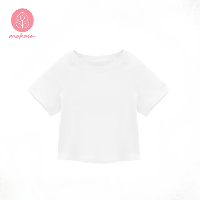 【Mukasa 慕卡莎】DURABLE 接邊短袖短版上衣 - 純淨白 - MUK-23043(瑜珈服、瑜珈罩衫、運動上衣)